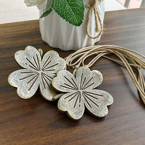 Curtain Holdbacks Set of 2, Rustic Resin Magnetic Curtain Tiebacks Coppery Clover Curtain Holders, Decorative Curtain Ties for Drapes, Outdoor Home Office Curtain Decorative Accessories (Brown) in Saudi Arabia