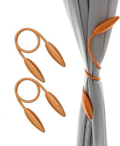 Upgraded Version 2 PCS Curtain Tiebacks Random Modelling Holdbacks Drapery Tie Backs,Decorative Rope Hook for Window Blackout and Sheer Panels No Need Punching, Orange in Saudi Arabia