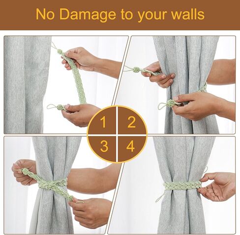 uxcell 2Pcs Curtain Tiebacks, 58cm/23 Braided Drapery Holdback Holder Decorative Rope Tie Back with 2 Metal Hooks, Purple/Silver in Saudi Arabia