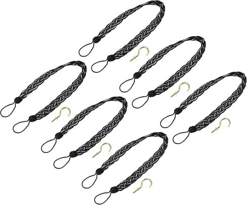 uxcell 2Pcs Curtain Tiebacks, 58cm/23 Braided Drapery Holdback Holder Decorative Rope Tie Back with 2 Metal Hooks, Purple/Silver in Saudi Arabia