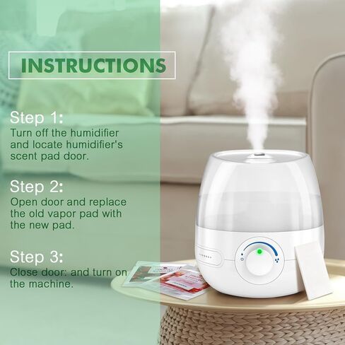 32 قطعة من وسادات معطرة مرطبة من Leelosp، مقاس 1.57 × 0.87 بوصة، وسادات بخار بديلة عالمية، وسادات بخار المنثول الأوكالبتوس، تدوم 8 ساعات، من أجل مرطب المنزل (8 أنماط) in Kuwait