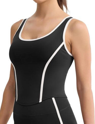 ENERBLOOM Women's Workout Crop Tank Tops Fishbone Yoga Shirts Sleeveless Padded Casual Summer Mild Support Athletic Top in Saudi Arabia