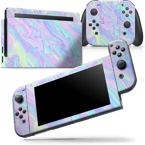 Design Skinz - Compatible with Nintendo Switch OLED Console Bundle - Skin Decal Protective Scratch-Resistant Removable Vinyl Wrap Cover - Iridescent Dahlia v1 in Kuwait