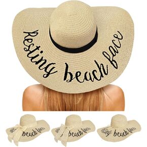 Floppy Beach Sun Hats for Women, Wide Brim Summer Straw Hat in Kuwait