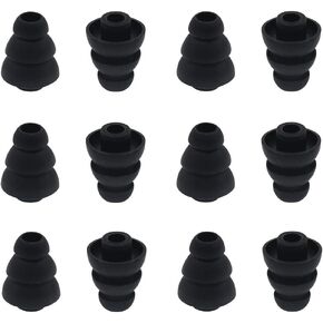 6 Pairs Replacement Triple Flange Conical Ear Tips Earbuds Eartips Silicone Buds for Most in Ear Headphones (Sony Senso Powerbeats etc.) Black [Small Size] (3flange Tips S) in Kuwait