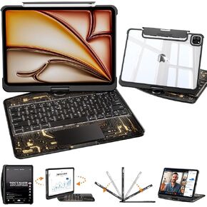 Clear Keyboard Case for iPad Air 11/10.9 & Pro 11,360 Rotation,Black in Kuwait