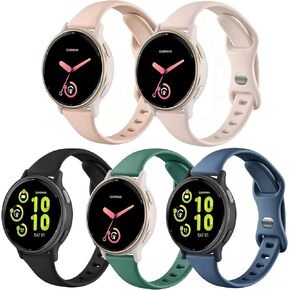 5Pack 20mm Slim Silicone Watch Bands Compatible with Garmin Vivoactive 6/5/3, 20mm Thin Soft Narrow Sport Replacement Wristband Straps for Garmin Venu 2 Plus/Venu SQ/Forerunner 55/165 in Saudi Arabia