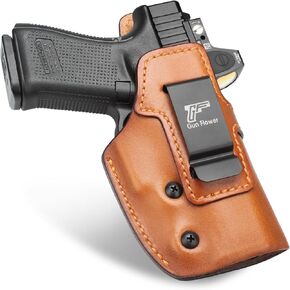 GUN & FLOWER IWB Leather Holster Fit: Glock 19 19X 23 32 44 45 (Gen 1 2 3 4 5 6)/ MOS & Ruger RXM & PSA Dagger Compact - Optic Ready Available, Inside Waistband Carry, Fit 1.5"-1.75" Belts, Right Hand in Saudi Arabia