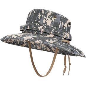 Digital Camo Boonie Hat Men Women Tactical Wide Brim Sun Hats Adjustable Chin Strap Waterproof Military Bucket Hat in Saudi Arabia