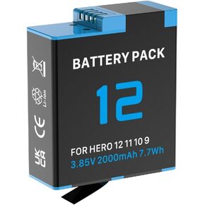 بطارية بديلة 2000 مللي أمبير في الساعة لكاميرات الحركة السوداء GoPro Hero 12 Hero 11/10/ 9، تحل محل طراز البطارية AHBDT-901D، عبوة واحدة in Kuwait