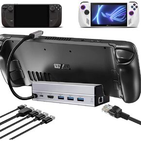 Docking Station for Steam Deck, 6-in-1 Steam Deck Dock with HDMI 2.0 Supports up to 4K@60Hz, 3 USB-A 3.0 Ports Each 5Gbps, Gigabit Ethernet, 100W USB-C PD3.0 Charging Port, Made for Valve Steam Deck in Saudi Arabia