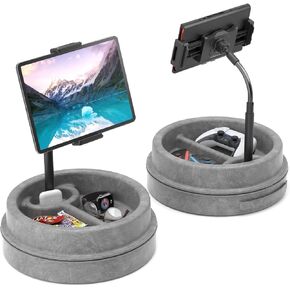 KDD Tablet Pillow Stand for Lap, Multi-Angle iPad Stand with Storage Tray - 360° Rotating Clip Gooseneck Tablet Soft Pad Dock for Bed and Desk Compatible with iPad Pro 12.9, Air Mini, Phone, E-Reader in Saudi Arabia
