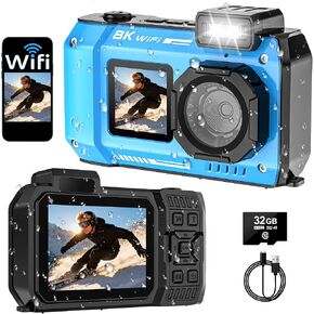8K Underwater Camera, 70MP 33FT WiFi Waterproof Digital Camera with 32GB in Kuwait