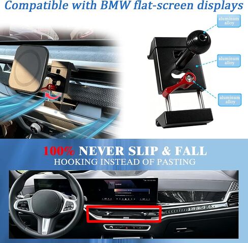 BMW Aluminum Alloy Magnetic Cell Phone Holder for 2025-2026 X3 2/3/4 Series, 2024-2026 X5 X6 i5 5 Series, 2023-2026 X7 XM i7 7 Series, 360°Rotation OEM Fit No Damage Car Accessories in Kuwait