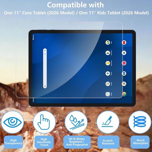 3 Pack Screen Protector Compatible with Onn 11" Core Tablet (2026 Model) / Onn 11" Kids Tablet (2026 Model), 9H Hardness Tempered Glass, HD Clear, Anti-Scratch in Saudi Arabia