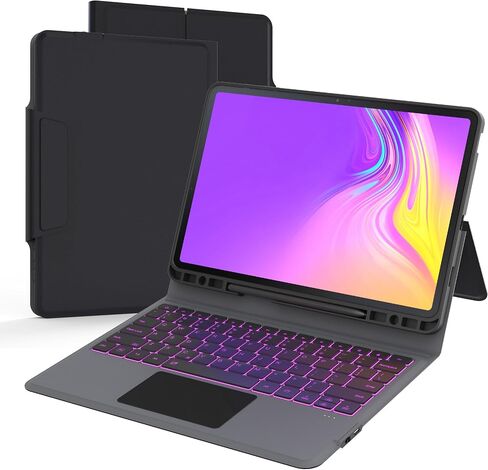 Keyboard Case for Samsung Tab A11+ Plus/A9+ Plus 11": 7 Colors Backlit Trackpad Keyboard for 11inch Galaxy Tab A9+ A11 Plus | Smart Touch Wireless Keyboard Folio Book Cover with Pen Holder & Kickstand in Saudi Arabia
