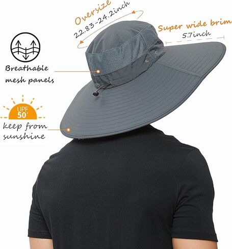 Wide Brim Sun Hat for Men,Sun Protection Mesh Safari Waterproof Bucket Hat for Fishing,Hiking in Kuwait