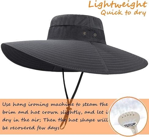 Wide Brim Sun Hat for Men,Sun Protection Mesh Safari Waterproof Bucket Hat for Fishing,Hiking in Kuwait