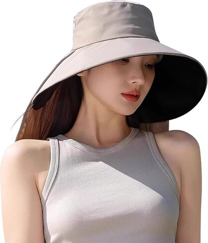 Women Wide Brim Sun Hat with Neck Flap Ponytail Hole Summer Safari Beach Hat UV Protection Shawl for Fishing Gardening in Saudi Arabia