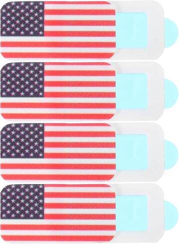 Alipis 4 Pcs American Flag Pattern Webcam Covers for Laptop and Phones, Abs Material Sliding Privacy Lens Covers, Sturdy and Easy to Carry for Many Occasions in Kuwait