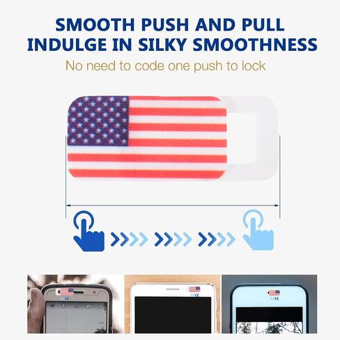 Alipis 4 Pcs American Flag Pattern Webcam Covers for Laptop and Phones, Abs Material Sliding Privacy Lens Covers, Sturdy and Easy to Carry for Many Occasions in Kuwait