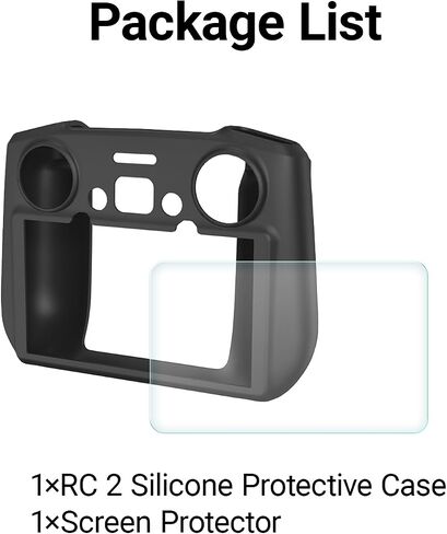 RC 2 Silicone Cover+Screen Protector Compatible with DJI Air 3Air 3S RC2 Remote Controller,Ptotective Silicone Sleeve Replacement+Tempred Glass Flims Combo Set(Black) in Kuwait