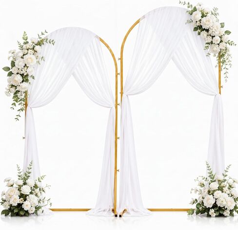 Wedding Metal Arch Backdrop Stand Set of 2(7.2 + 6.6 Ft) with 65 ft Drape in Saudi Arabia