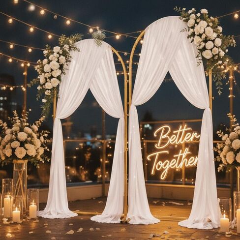 Wedding Metal Arch Backdrop Stand Set of 2(7.2 + 6.6 Ft) with 65 ft Drape in Saudi Arabia