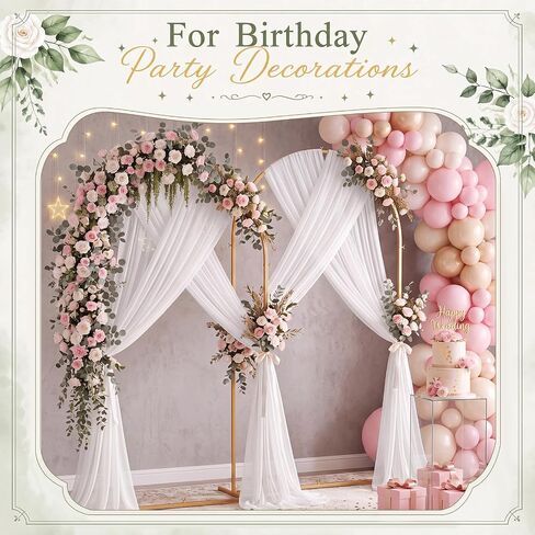 Wedding Metal Arch Backdrop Stand Set of 2(7.2 + 6.6 Ft) with 65 ft Drape in Saudi Arabia