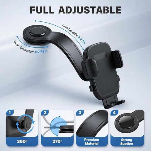 YUHENG Car Phone Holder for Dashboard, Adhesive Bendable Arm Phone Mount in Saudi Arabia