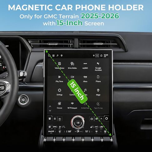 Car Phone Holder for GMC Terrain 2027 2026 2025 with 15-Inch Screen, 360° Rotation Magnetic Cell Phone Mount, Compatible with Magsafe, Does Not Affect Air Vent, Black in Kuwait