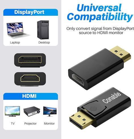 3 Pack 4K DisplayPort to HDMI Adapter, Uni Directional DP to HDMI Connector in Kuwait