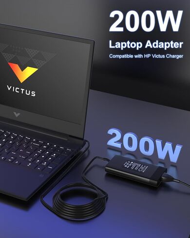 محول تيار متردد بقدرة 200 واط متوافق مع شاحن الكمبيوتر المحمول للألعاب HP Victus 15 16 17 in Kuwait