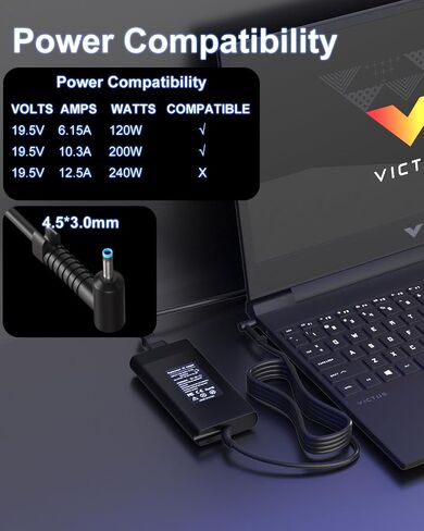 محول تيار متردد بقدرة 200 واط متوافق مع شاحن الكمبيوتر المحمول للألعاب HP Victus 15 16 17 in Kuwait