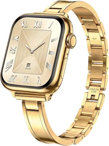 Slim Gold Apple Watch Bands for Women (No Case) 42mm 44mm 45mm 46mm 49mm, Thin Curved Dressy Metal Strap for iWatch Series 11/10/9/8/7/6/5/4/SE/Ultra/3/2/1, Luxury Elegant Bracelet Wristband in Saudi Arabia