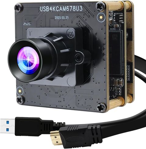 ELP 4K 60fps USB3.0 HDMI Camera Module H.264 Wide Angle High Speed UVC Lightburn Cameras for Computer Low Illumination Simultaneous Output Webcam M12 85° Web_Camera for Windows Linux Mac TV Projector in Kuwait