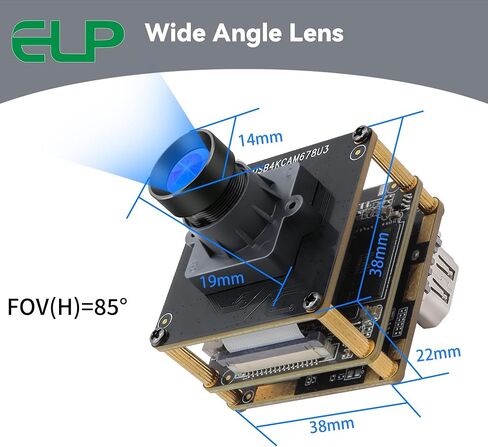 ELP 4K 60fps USB3.0 HDMI Camera Module H.264 Wide Angle High Speed UVC Lightburn Cameras for Computer Low Illumination Simultaneous Output Webcam M12 85° Web_Camera for Windows Linux Mac TV Projector in Kuwait