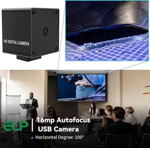 ELP 16mp USB Autofocus Camera for Computer Mini UVC USB2.0 4K USB Webcam AF with 100degree Mini Size Lens IMX298 Video Lightburn Webcamera Industrial Embedded Web cam for Laptop PC Raspberry Pi in Kuwait