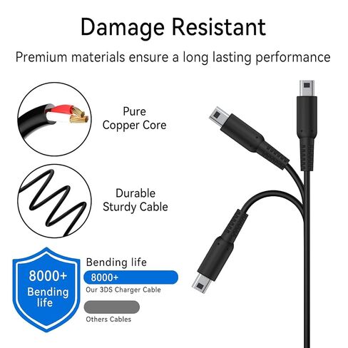 Vancle 2 Pack USB Charging Cable for Nintendo New 3DS XL/New 3DS/3DS XL/3DS/New 2DS XL/2DS XL/2DS/DSi/DSi XL in Saudi Arabia