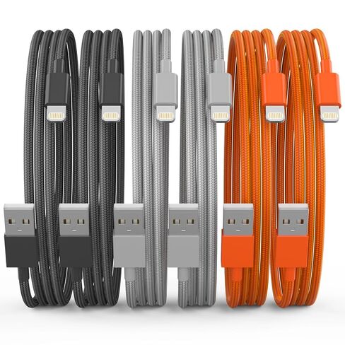 iPhone Charger Lightning Cable [Apple MFi Certified] Long Nylon Braided USB Fast Charging Phone Charger Cord for iPhone 14 Pro/13 mini/13/12/11 Pro MAX/XR/XS/8/7/Plus/6S/SE/iPad in Kuwait