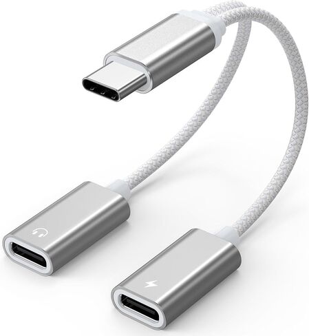 USB C Splitter 1 in 2 Out Headphones Type C Audio Charger Adapter Cable in Saudi Arabia