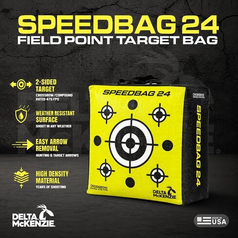 Delta McKenzie Speedbag 24" Archery Target - High Performance 475 FPS Dual-Sided Bag Target for Compound Bows & Crossbows - Field Point Compatible with Easy Arrow Removal in Saudi Arabia