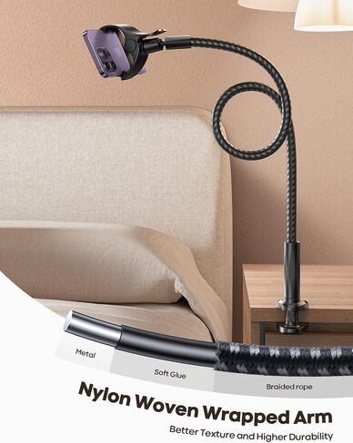 Lamicall Ultra Lightweight Laptop Stand for Desk + Nylon Braided Gooseneck Phone Holder Bed in Kuwait