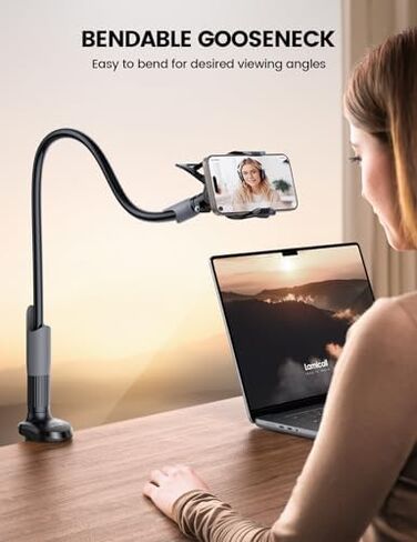 Lamicall Ultra Lightweight Laptop Stand for Desk + Gooseneck Phone Holder for Bed in Kuwait