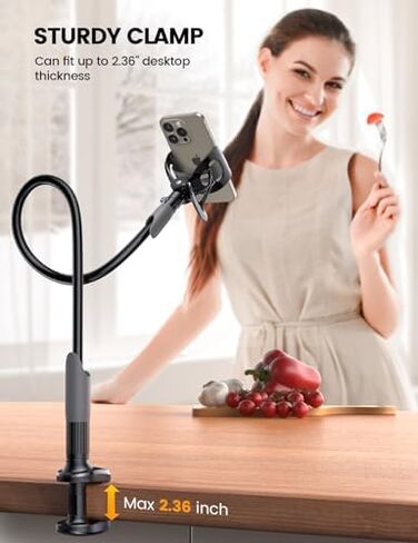 Lamicall Ultra Lightweight Laptop Stand for Desk + Gooseneck Phone Holder for Bed in Kuwait