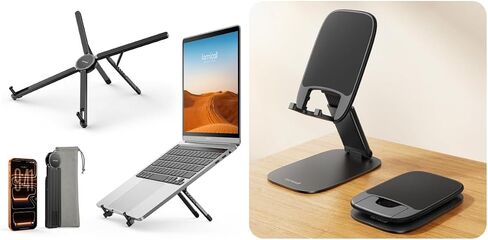 Lamicall Ultra Lightweight Laptop Stand for Desk + Ultra Thin Foldable Cell Phone Stand in Kuwait