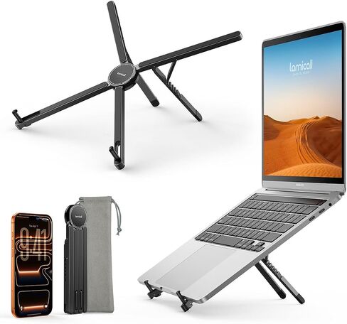 Lamicall Ultra Lightweight Laptop Stand for Desk + Ultra Thin Foldable Cell Phone Stand in Kuwait
