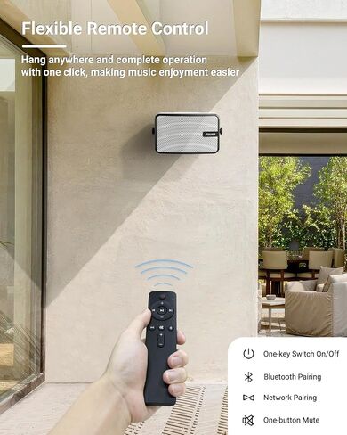 Inwa Outdoor Bluetooth Speakers, IPX5 Waterproof 400W Wall Mount Speaker, Powerful Indoor/Outdoor Sound System, Wireless Sync Up to 100 Speakers, Suitable for Patio/Porch/Gazebo/Garage(MZ-621, Pair) in Saudi Arabia
