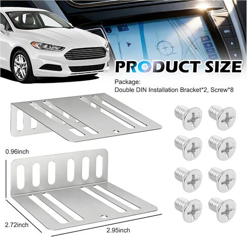 2PCS Car Double DIN Installation Kit,Multi Hole Car Radio Installation Kit for Mounting Fixation,Sturdy Cars Stereo Installations Kits as Mounting Brackets with Screws in Kuwait