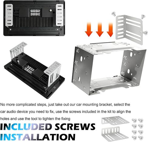 2PCS Car Double DIN Installation Kit,Multi Hole Car Radio Installation Kit for Mounting Fixation,Sturdy Cars Stereo Installations Kits as Mounting Brackets with Screws in Kuwait